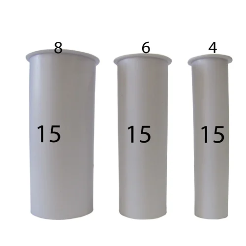 قالب پللاستیکی استوانه ای شمع ارتفاع 15 سانتی متر با قطرهای 4، 6 و 8 سانتی متر