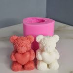 قالب سیلیکونی تدی گلی قلب به دست